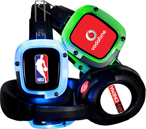 Cuffie personalizzate Cuffie silent disco personalizzate con logo aziendale